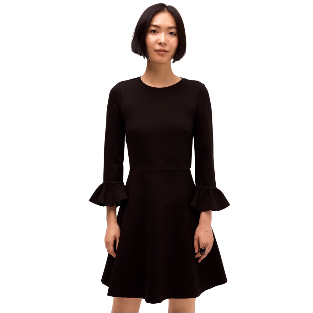 Kate Spade black bell sleeve ponte dress size xs